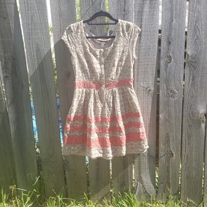 Size 8 Tan/Coral A-Line Dress
